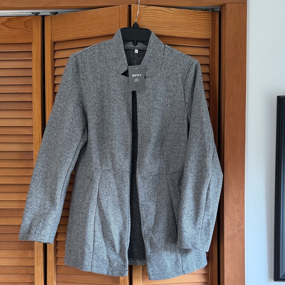 Gray Herringbone Blazer